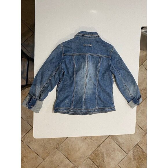 RARE Vintage Brighton Embroidered Rhinestone Jean Denim Jacket Size Medium - Picture 11 of 12